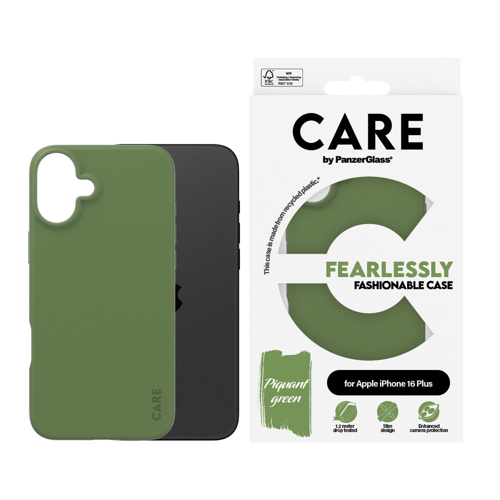 PanzerGlass CARE by PG Green iPhone16 6.7 mobiltelefonfodral Omslag Transparent