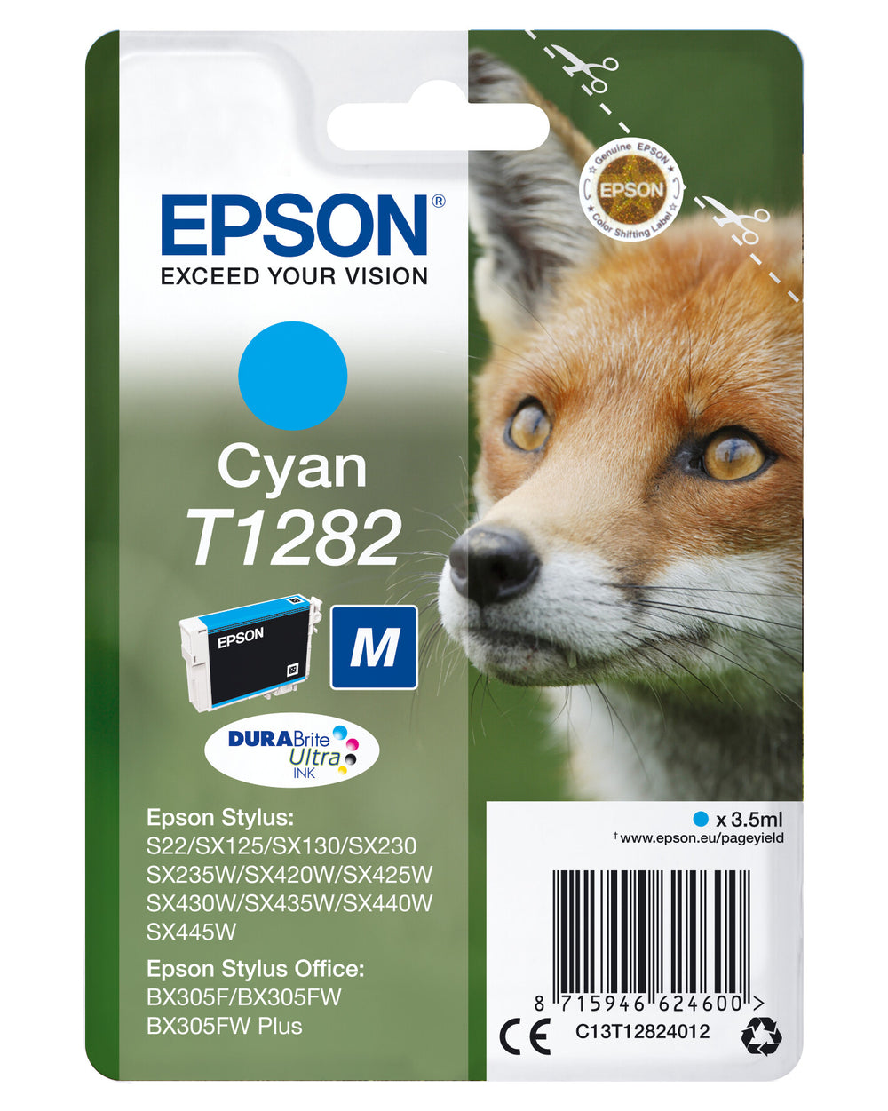 Epson Fox Enpack cyan T1282 DURABrite Ultra-bläck