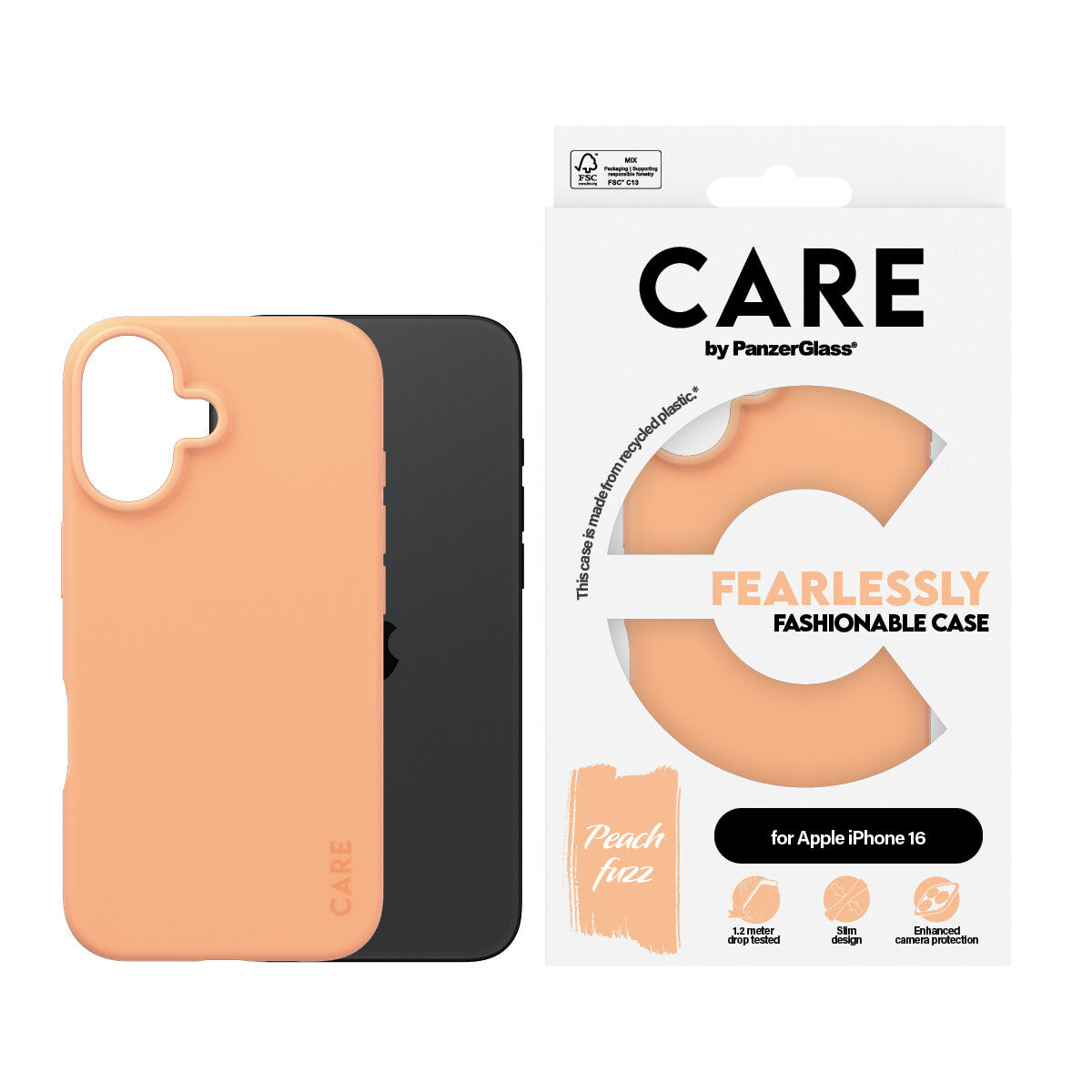 PanzerGlass CARE by PG Peachy iPhone16 6.1 mobiltelefonfodral Omslag Transparent