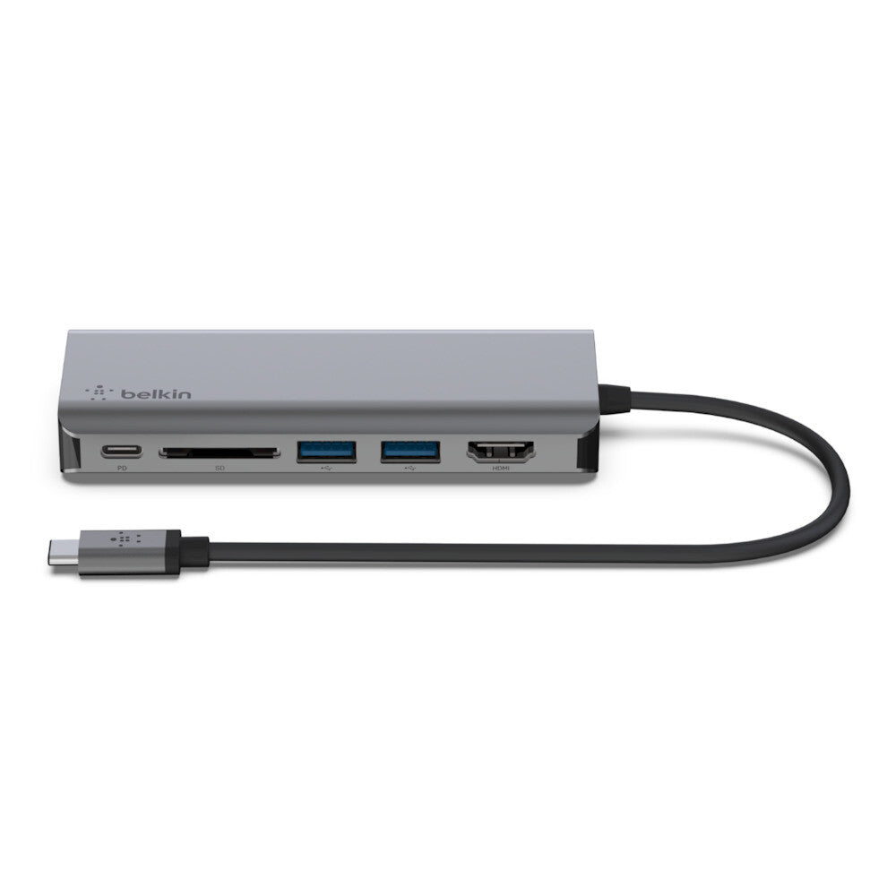 Belkin AVC008BTSGY dockningsstationer för bärbara datorer USB 3.2 Gen 1 (3.1 Gen 1) Type-C Svart, Grå