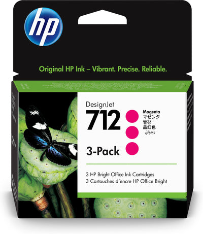 HP 712 3-pack med 29 ml magenta DesignJet-bläckpatron
