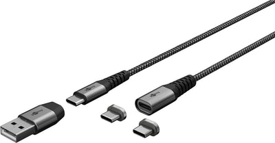 Goobay 65653 USB-kablar 1 m USB C Svart, Grå