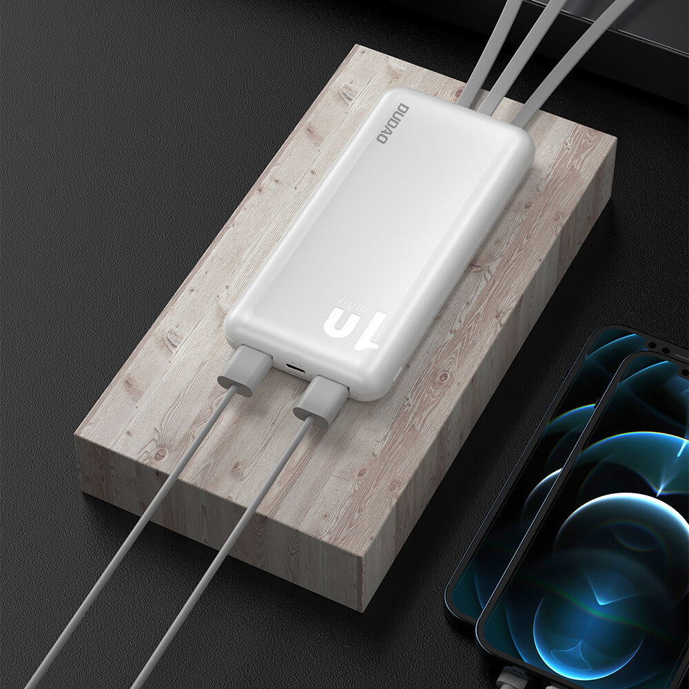 DUDAO K6Pro Universal 10000mAh Power Bank with USB Cable Type C Lightning white Vit