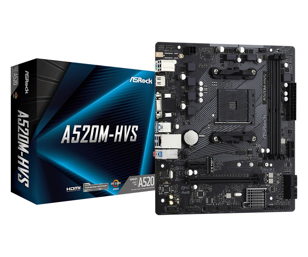 Asrock A520M-HVS AMD A520 Uttag AM4 micro ATX
