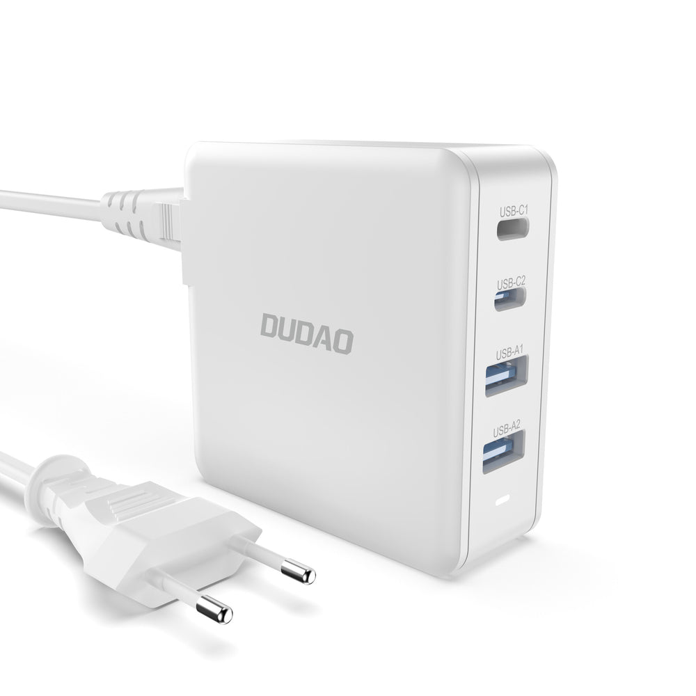 DUDAO Adapter GAN 100W Type Cx2+ 2xUSB White Universal Vit AC Snabb laddning inomhus