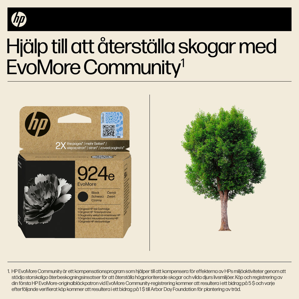 HP 924e EvoMore svart originalbläckpatron