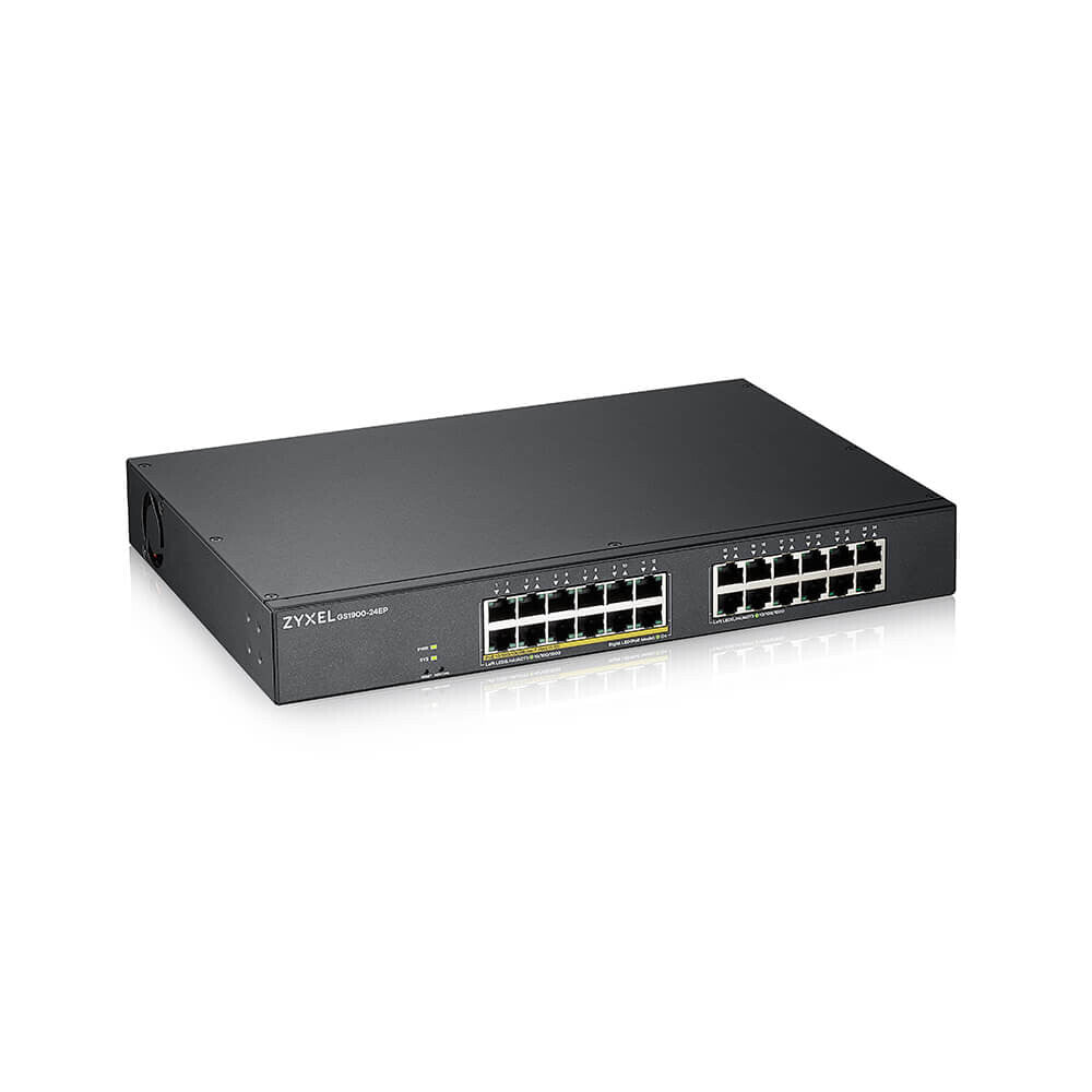 Zyxel GS1900-24EP hanterad L2 Gigabit Ethernet (10/100/1000) Strömförsörjning via Ethernet (PoE) stöd Svart