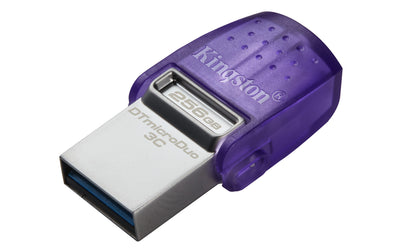 Kingston Technology DataTraveler microDuo 3C USB-sticka 256 GB USB Type-A / USB Type-C 3.2 Gen 1 (3.1 Gen 1) Rostfritt stål, Lila