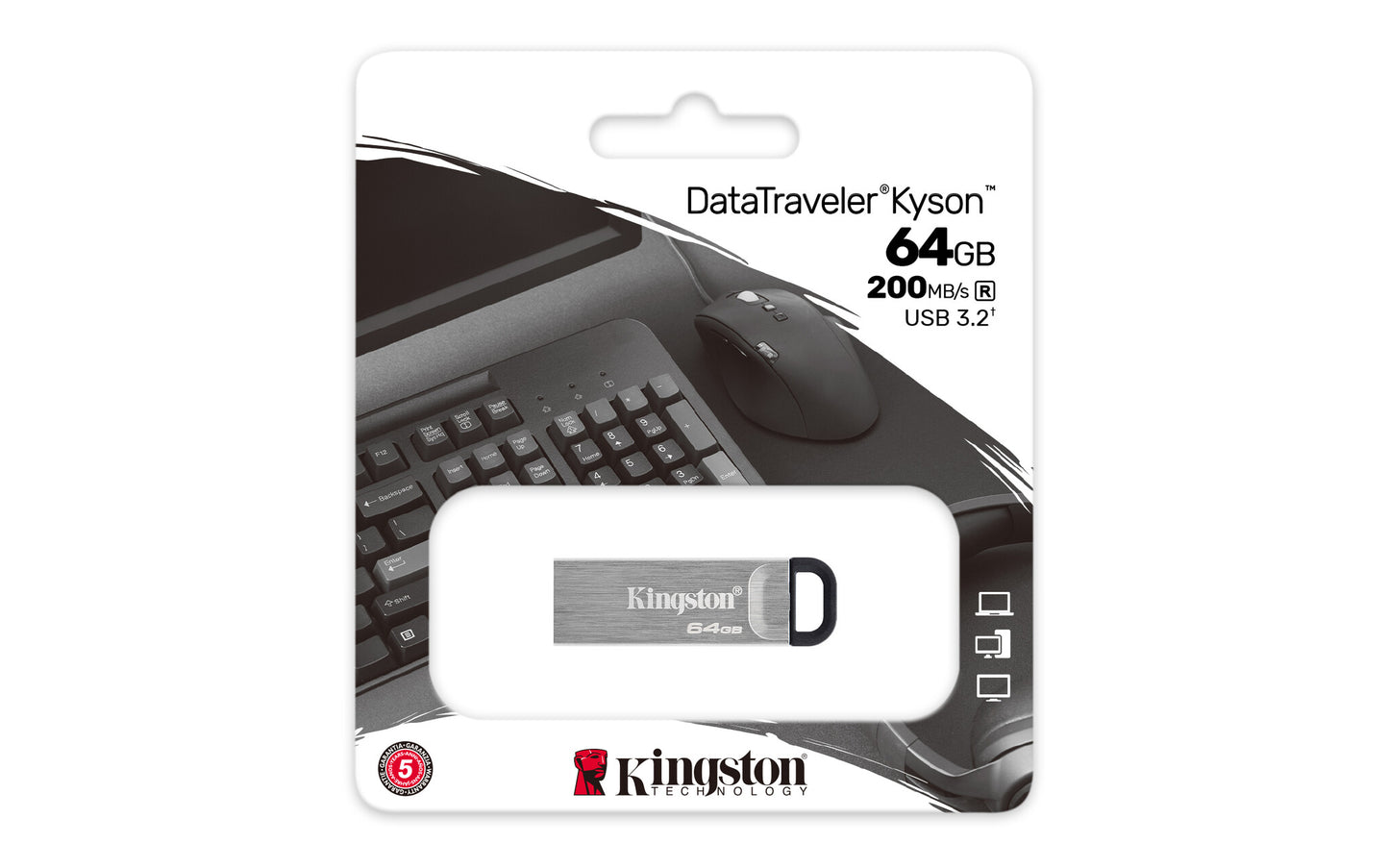 Kingston Technology DataTraveler Kyson USB-sticka 64 GB USB Type-A 3.2 Gen 1 (3.1 Gen 1) Silver