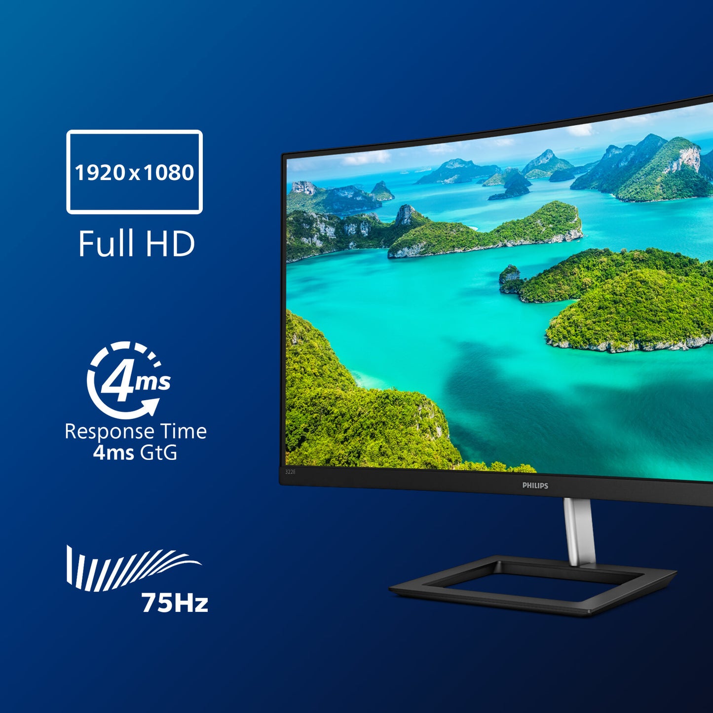 Philips E Line 322E1C/00 LED display 80 cm (31.5") 1920 x 1080 pixlar Full HD LCD Svart