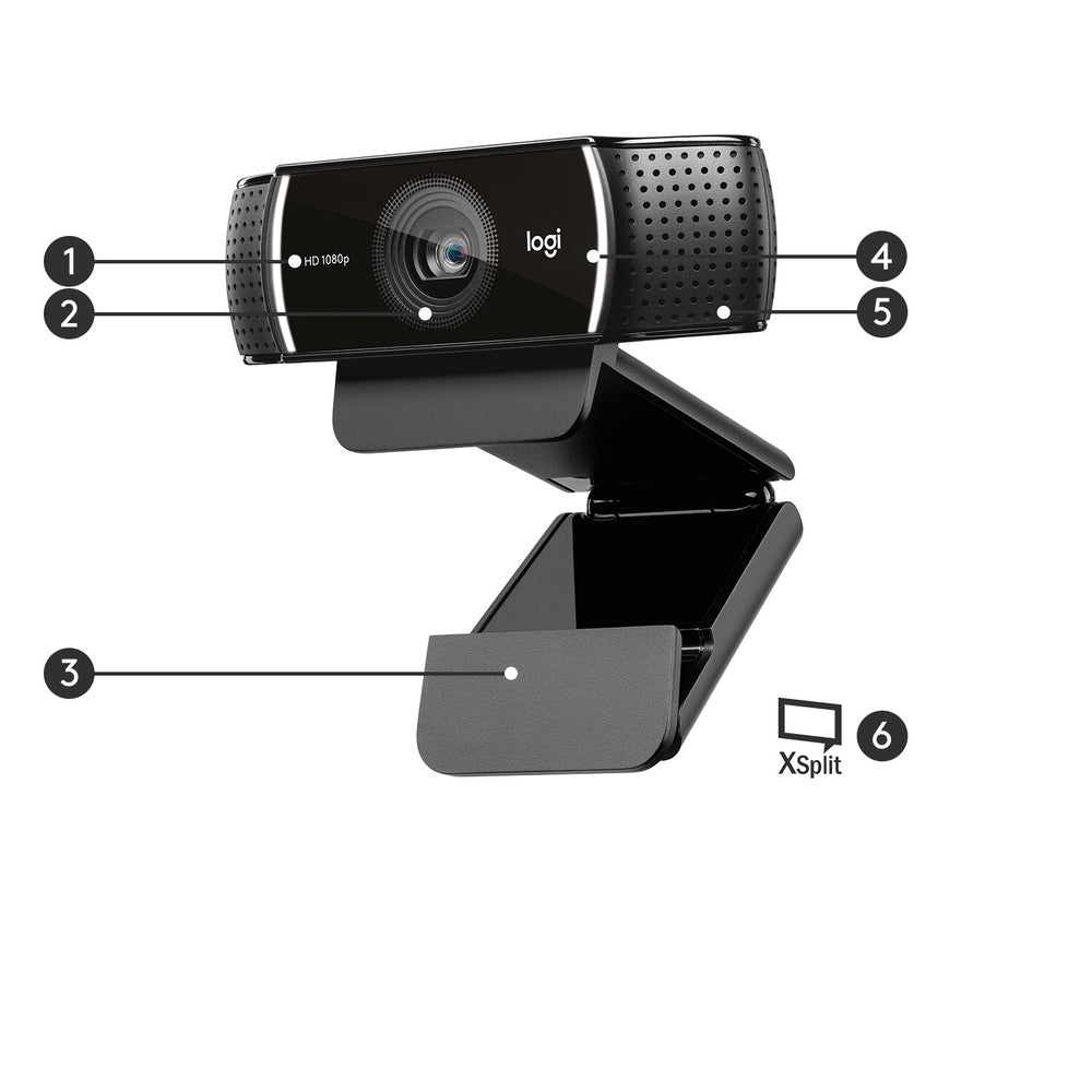 Logitech 960-001088 webbkameror 1920 x 1080 pixlar USB Svart