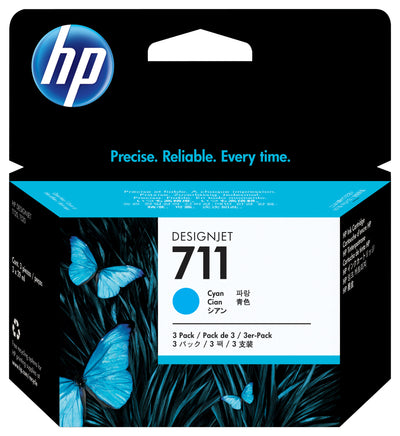 HP 711 29 ml DesignJet-bläckpatron i 3-pack, cyan