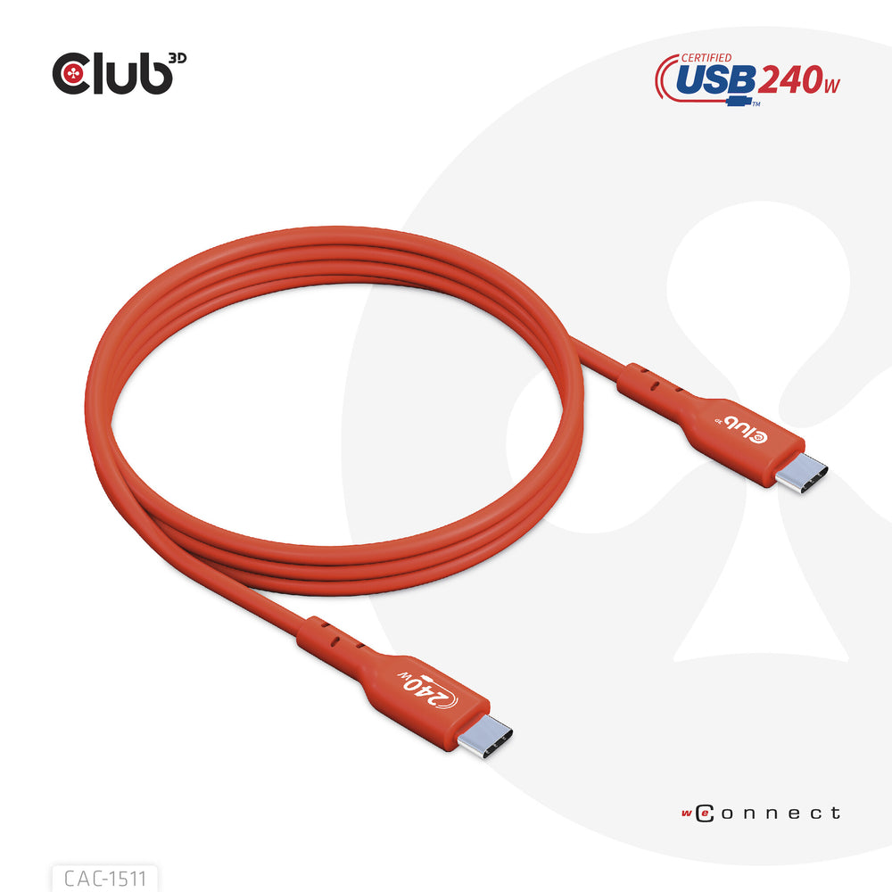 CLUB3D CAC-1511 USB-kablar 1 m USB 2.0 USB C Orange