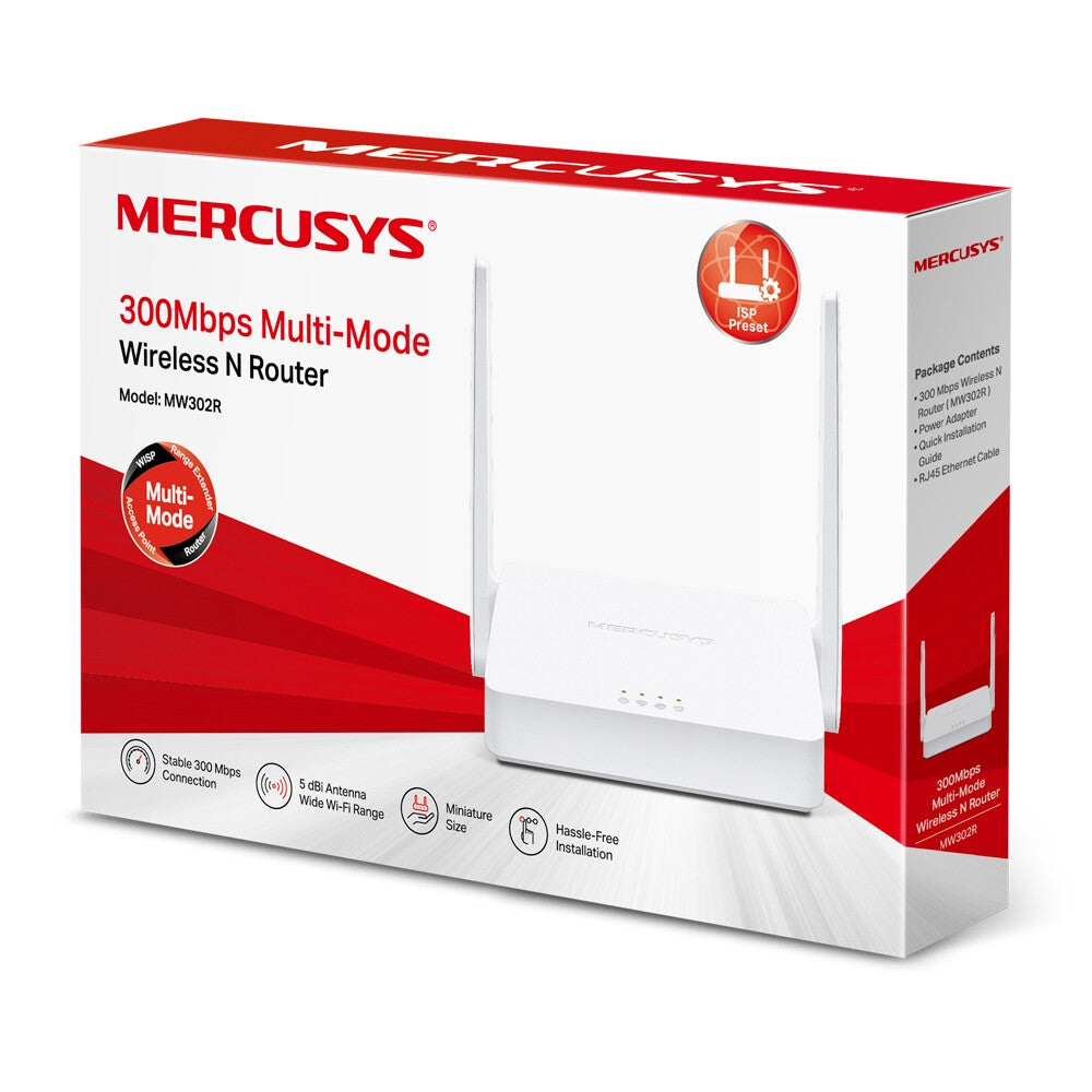 Mercusys MW302R trådlös router Snabb Ethernet Singel-band (2,4 GHz) Vit