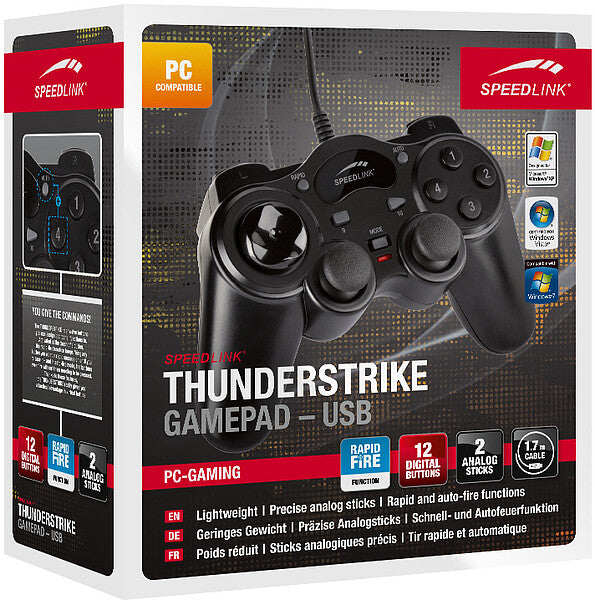 SPEEDLINK THUNDERSTRIKE Svart USB Spelplatta Analog / Digital PC