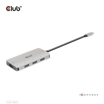 CLUB3D CSV-1547 gränssnittshubbar USB 3.2 Gen 2 (3.1 Gen 2) Type-C 10000 Mbit/s Svart, Silver