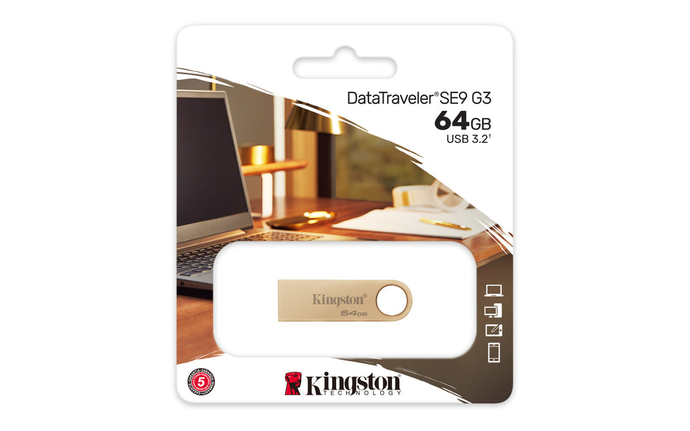 Kingston Technology DataTraveler SE9 G3 USB-sticka 64 GB USB Type-A 3.2 Gen 1 (3.1 Gen 1) Guld