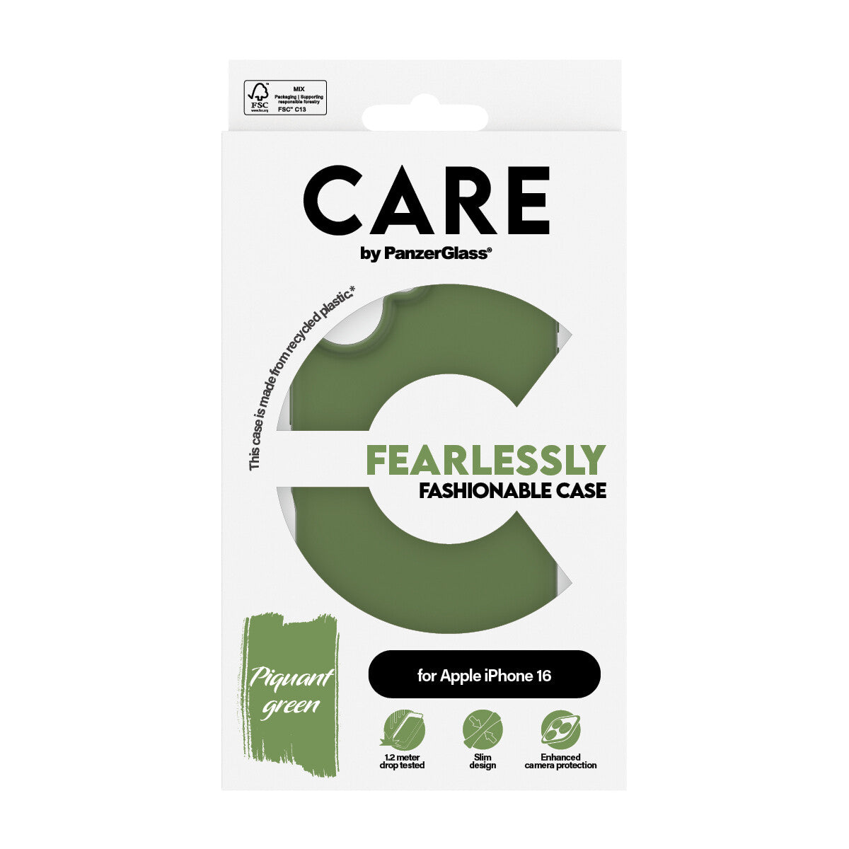 PanzerGlass CARE by PG Green iPhone16 6.1 mobiltelefonfodral Omslag Transparent