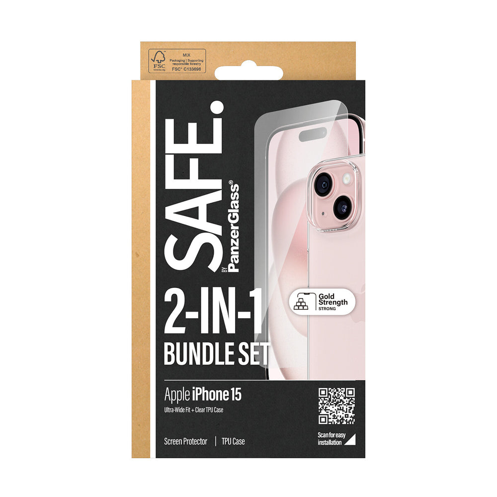 PanzerGlass SAFE. 2-in-1-Pack iPhone 2023 iPhone 6.1 Genomskinligt skärmskydd Apple 1 styck