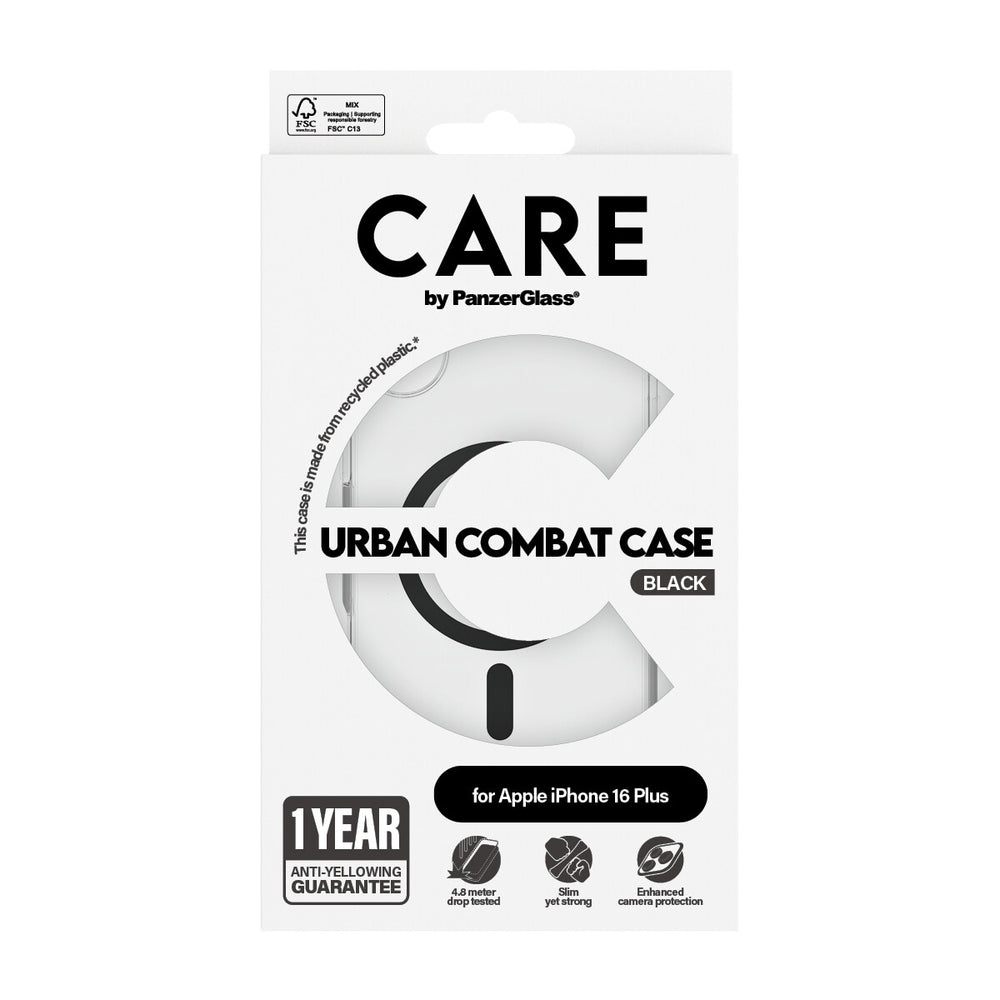 PanzerGlass CARE by PG BLK MagSafe iPhone16 6.7 mobiltelefonfodral Omslag Transparent