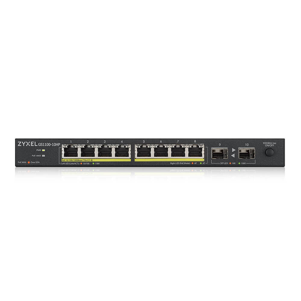 Zyxel GS1100-10HP v2 Ohanterad Gigabit Ethernet (10/100/1000) Strömförsörjning via Ethernet (PoE) stöd Svart