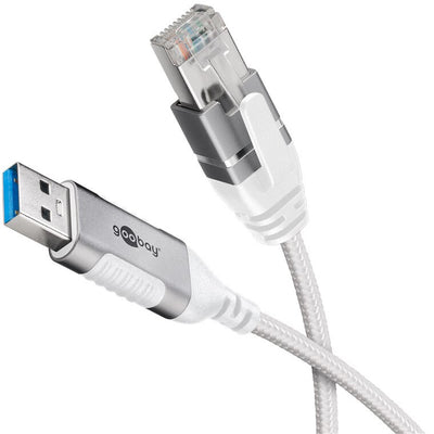 Goobay 74378 kabelomvandlare (hane/hona) USB 3.0 type A RJ45 Vit