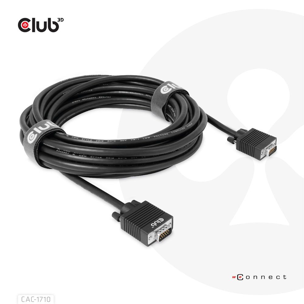 CLUB3D CAC-1710 VGA-kabel 10 m VGA (D-Sub) Svart
