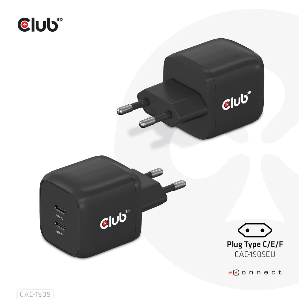 CLUB3D CAC-1909EU mobilladdare Mobiltelefon, Bärbar dator, Smartphone Svart AC inomhus