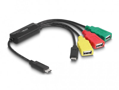 DeLOCK 64203 kabelomvandlare (hane/hona) USB Type-C 3 x USB-A female + 1 x USB-C Multifärg