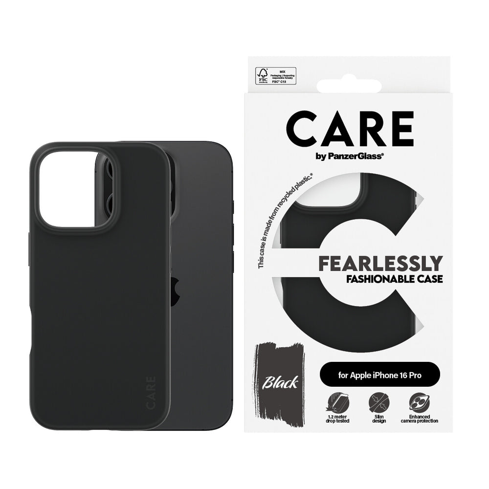 PanzerGlass CARE by PG BLK iPhone16 6.3 Pro mobiltelefonfodral Omslag Transparent