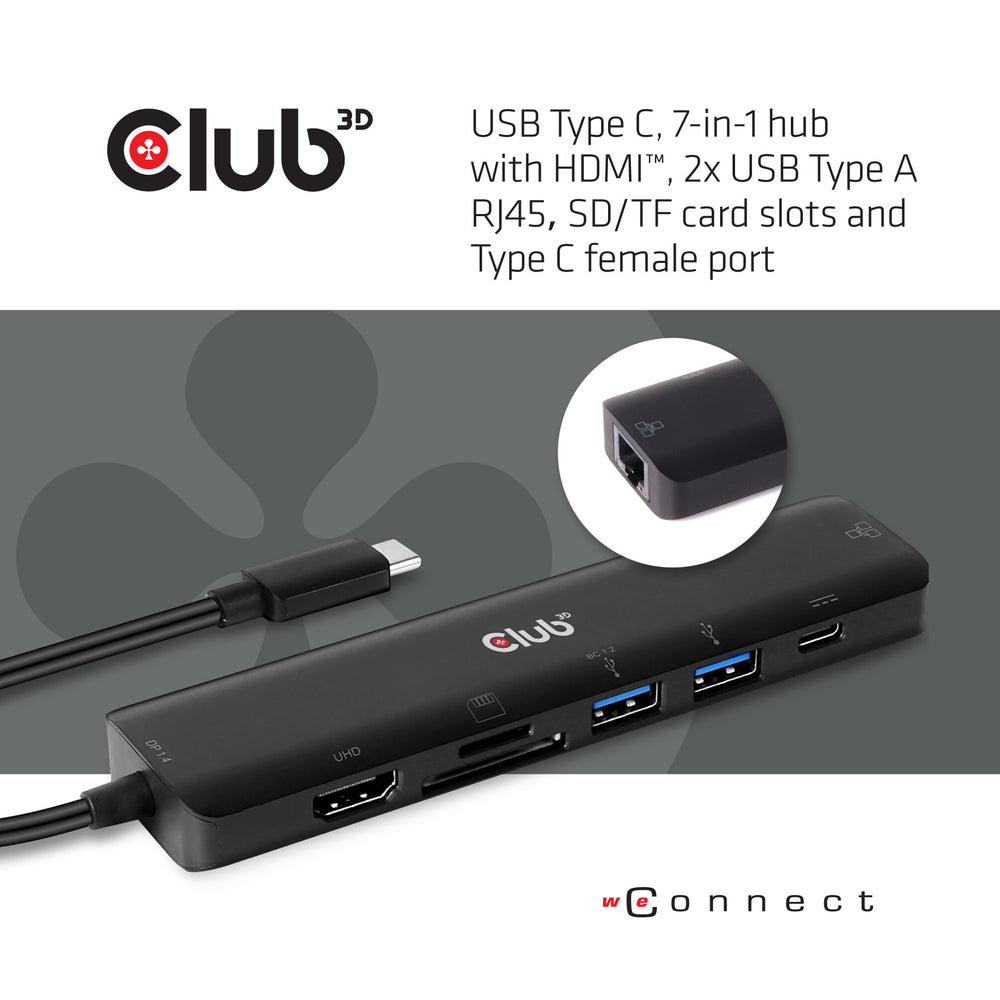 CLUB3D CSV-1592 dockningsstationer för bärbara datorer Dockning USB 3.2 Gen 1 (3.1 Gen 1) Type-C Svart