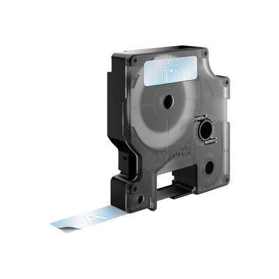 DYMO D1 - Standardpolyesteretiketter - Vit på transparent - 12mm x 7m