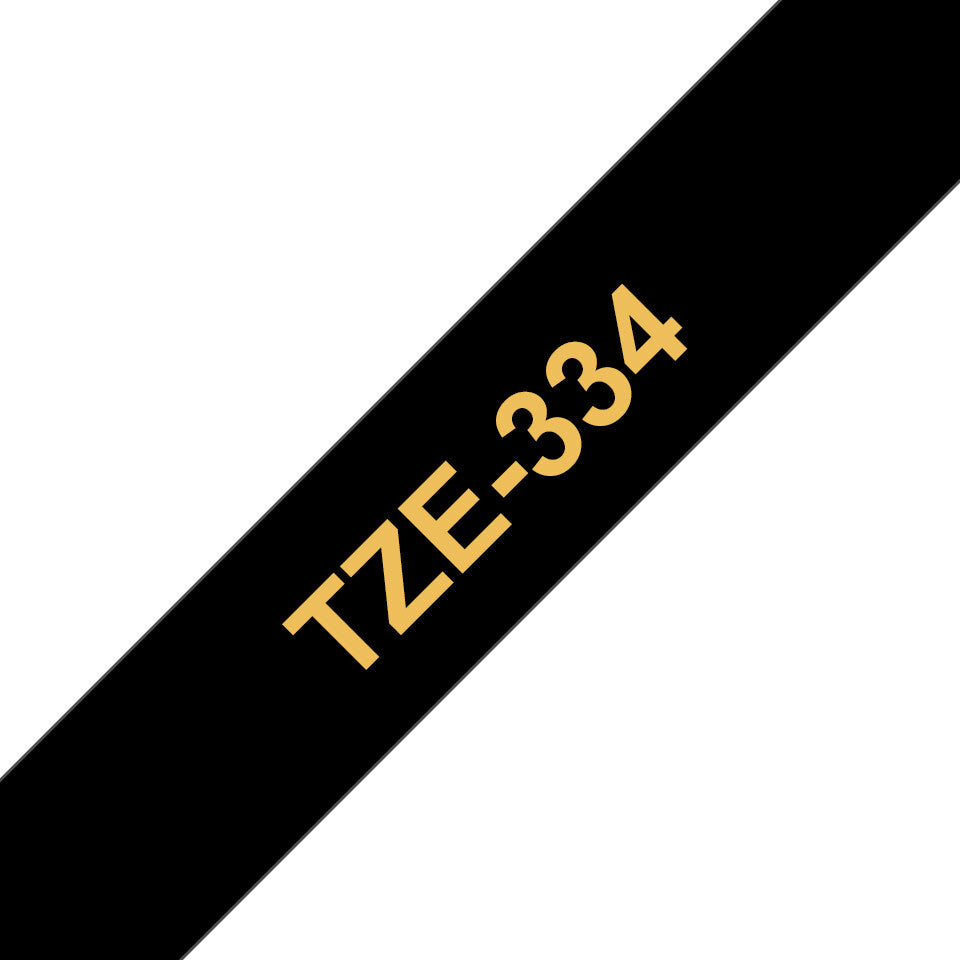 Brother TZE-334 etikett-tejp Guld på svart