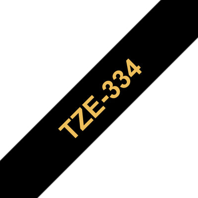 Brother TZE-334 etikett-tejp Guld på svart