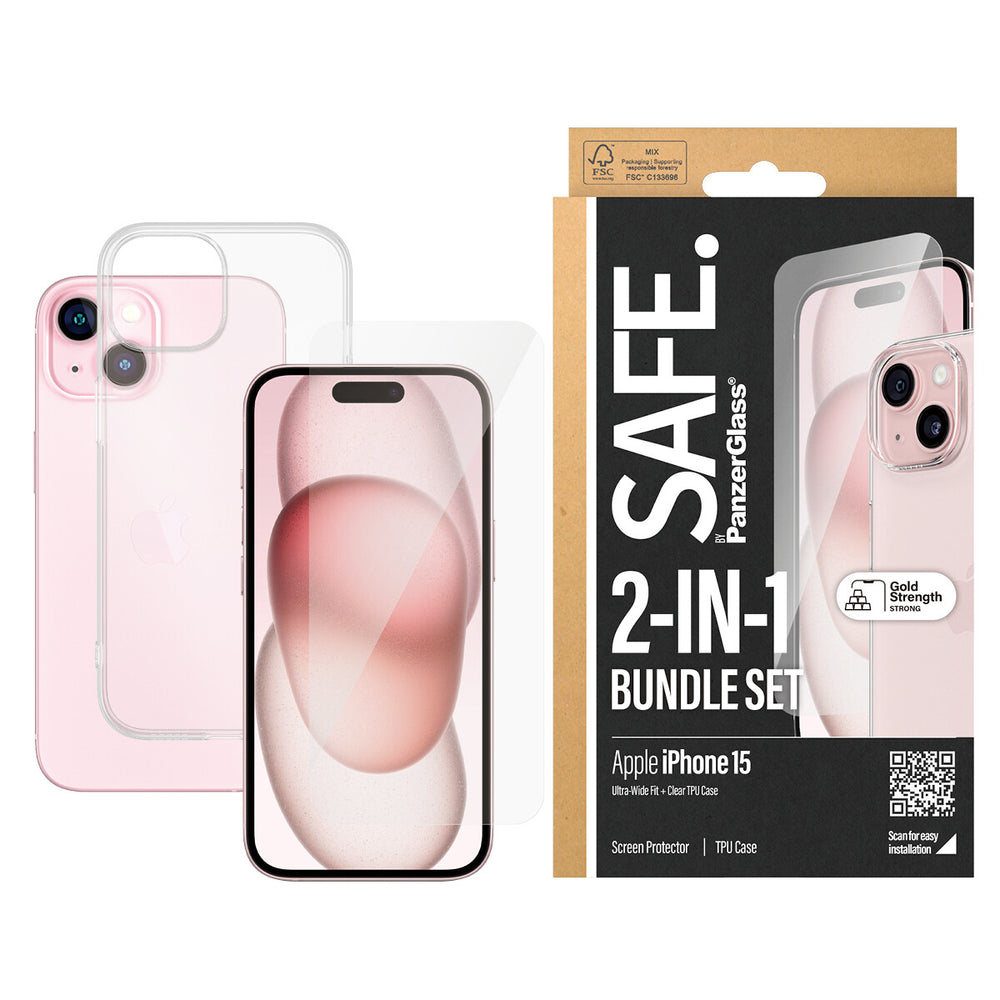 PanzerGlass SAFE. 2-in-1-Pack iPhone 2023 iPhone 6.1 Genomskinligt skärmskydd Apple 1 styck