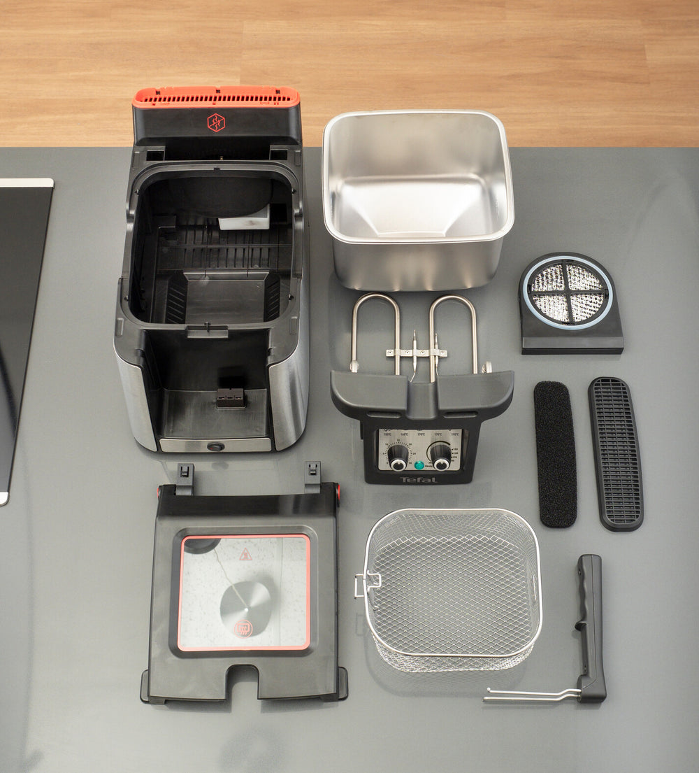 Tefal Clear Duo FR600D Single 0,65 l Fristående 2000 W Fritös Svart, Rostfritt stål