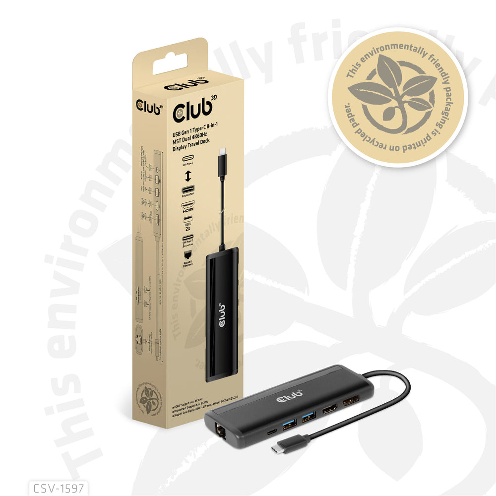 CLUB3D CSV-1597 dockningsstationer för bärbara datorer USB 3.2 Gen 1 (3.1 Gen 1) Type-C Svart