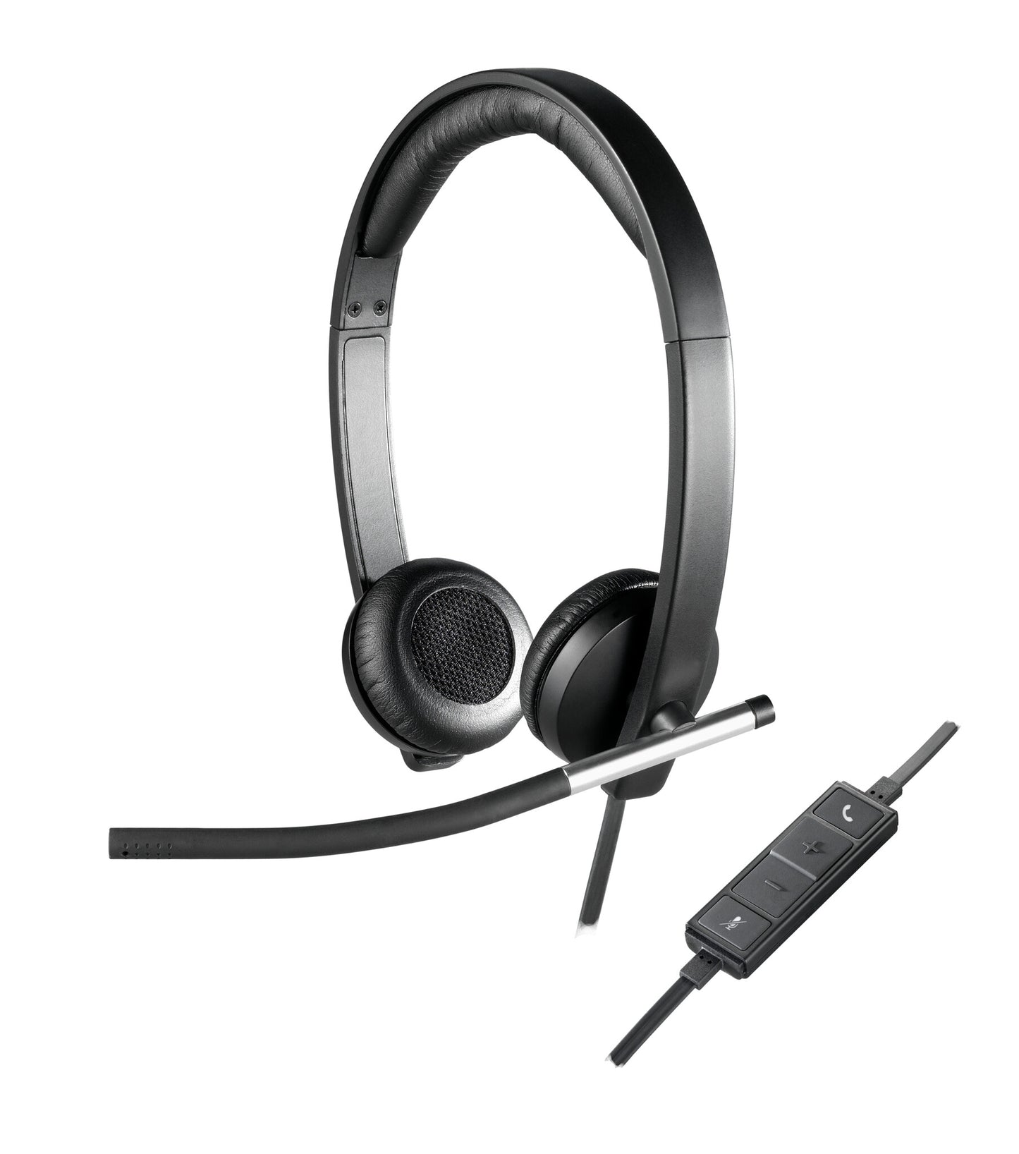 Logitech H650e Headset Kabel Huvudband Kontor/callcenter USB Type-A Svart, Silver