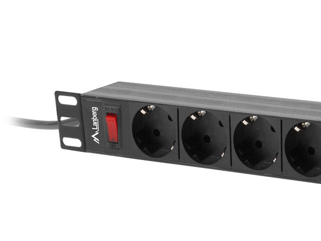 Lanberg PDU-09F-0300-BK grenuttag 9 AC-utgångar 1U Svart, Grå