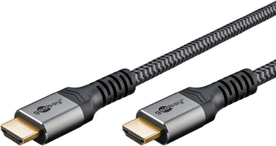 Goobay 65260 HDMI-kabel 1 m HDMI Typ A (standard) Svart, Silver