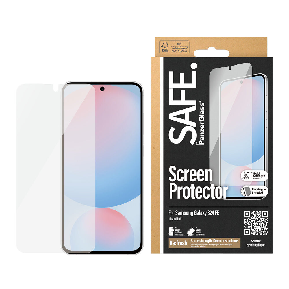 PanzerGlass SAFE by Screen Protector Samsung Galaxy new S23 FE Ultra-Wide Fit w Genomskinligt skärmskydd 1 styck