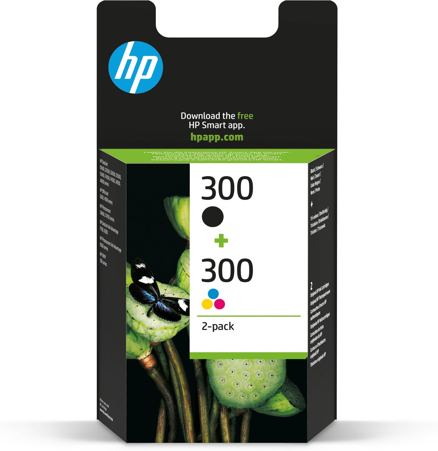 HP 300 svart bläckpatron/trefärgsbläckpatron, original, 2-pack