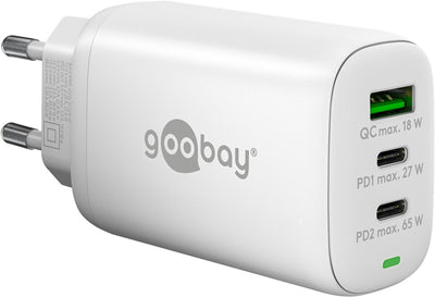 Goobay 65408 mobilladdare Hörlurar, Bärbar dator, Smartphone, Surfplatta Vit AC Snabb laddning inomhus