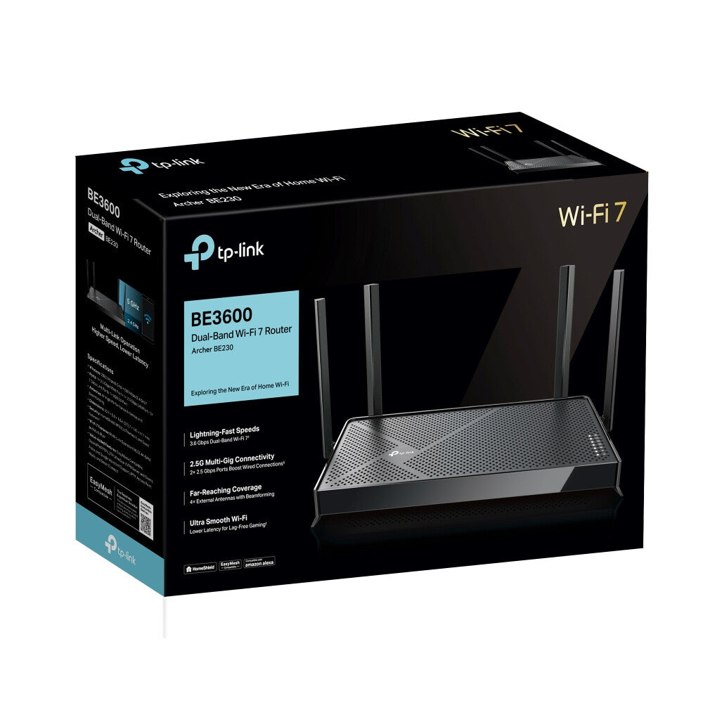 TP-Link Archer BE3600 trådlös router 2.5 Gigabit Ethernet Dual-band (2,4 GHz / 5 GHz) Svart