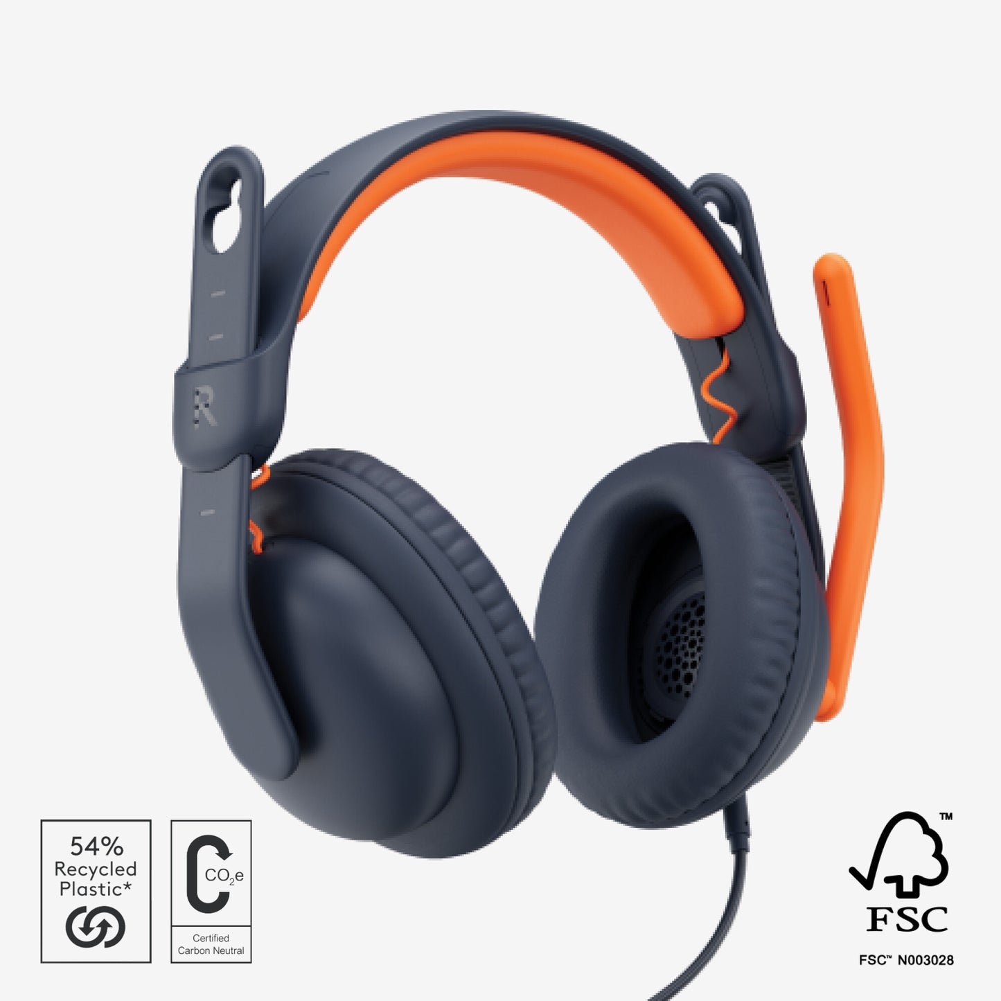 Logitech Zone Learn Headset Kabel Huvudband Utbildning USB Type-C Blå, Orange