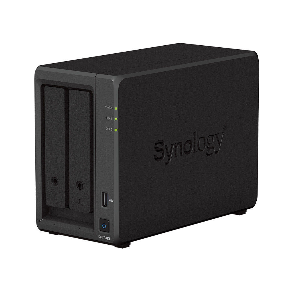 Synology DiskStation DS723+ NAS- & lagringsservrar Tower Ryzen Embedded R1600 2 GB DDR4 DiskStation Manager Svart