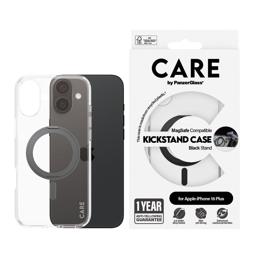 PanzerGlass CARE by PG BLK Kick/MagS iPhone16 6.7 mobiltelefonfodral Omslag Transparent