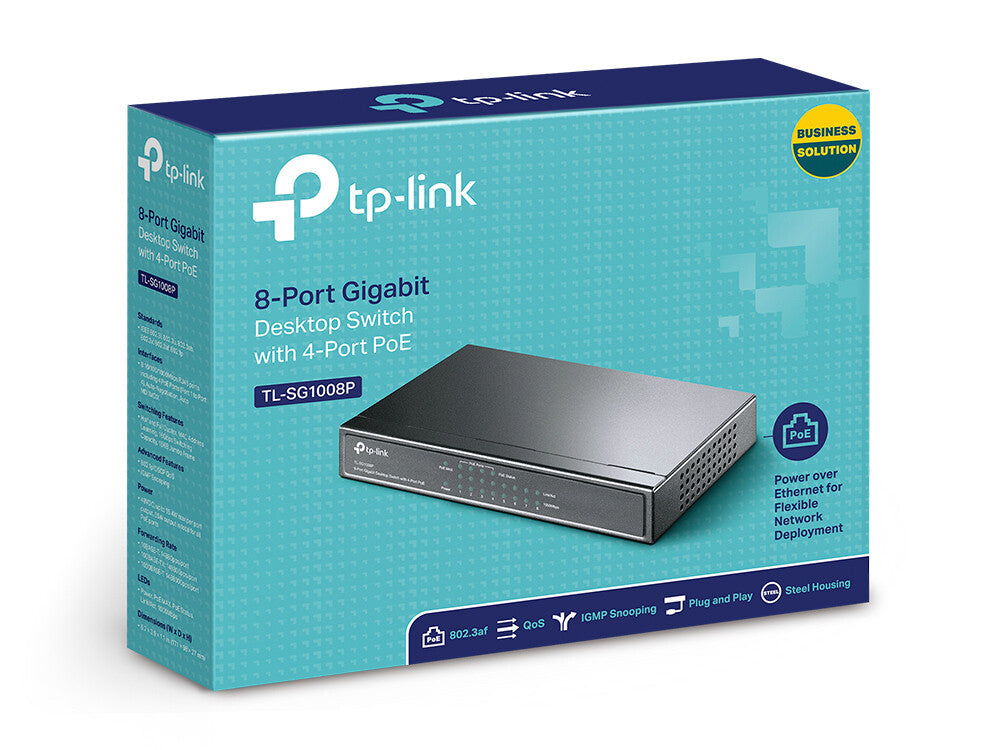 TP-Link TL-SG1008P nätverksswitchar Ohanterad Gigabit Ethernet (10/100/1000) Strömförsörjning via Ethernet (PoE) stöd Hasselnöt