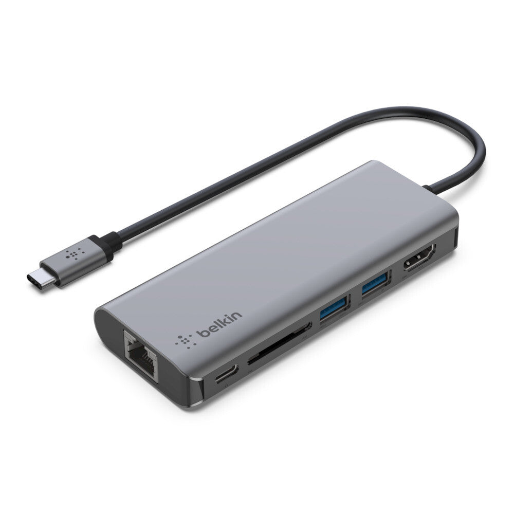 Belkin AVC008BTSGY dockningsstationer för bärbara datorer USB 3.2 Gen 1 (3.1 Gen 1) Type-C Svart, Grå