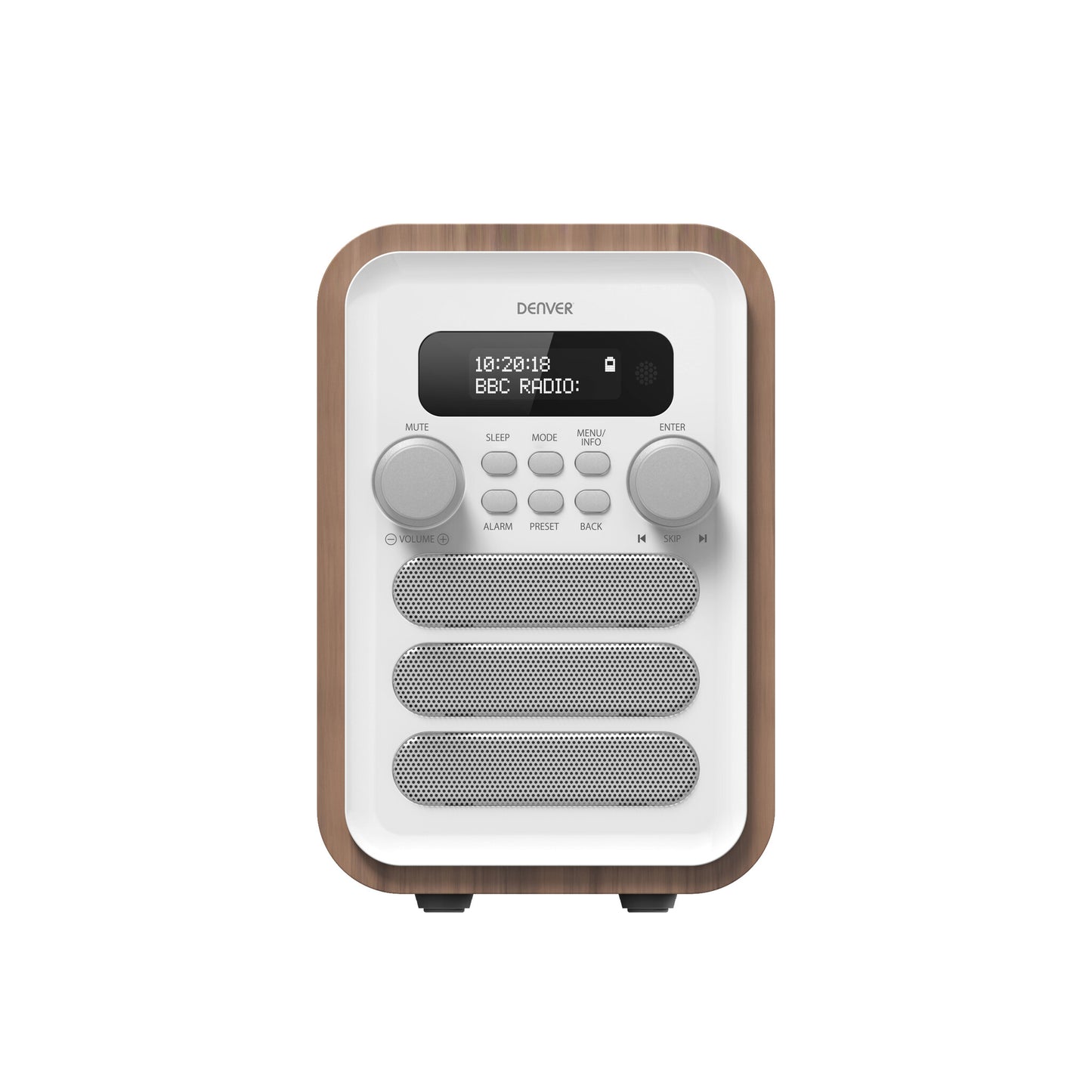 Denver DAB-48WHITE radioapparater Personal Digital Vit, Trä